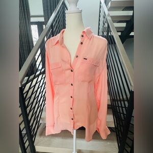 Guess Coral Button-Down Shirt for Women size S